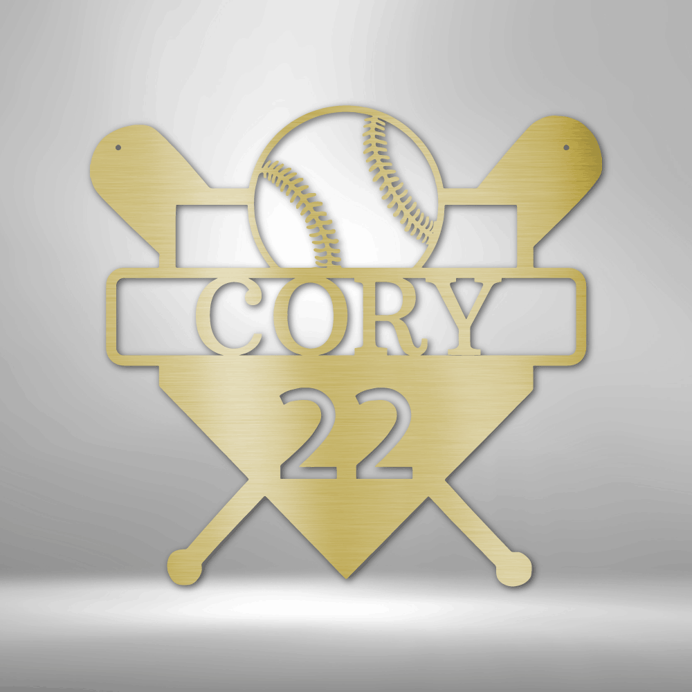Personalized Man Cave Sign with Baseball - Metal